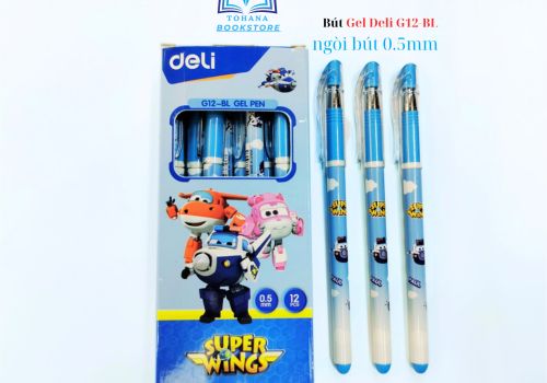 Bút Bi Nước Học Sinh Cho Các Bé Tiểu Học Mực Gel Đen / Xanh Deli Nhanh Khô, Lâu Hết Mực Viết Đều Nét - G12