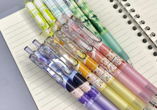 Bút Gel XQ0012 Bấm Cài Kim Loại Mực Đen Nét 0.5Mm Hoạt Hình / Hình Hoa Cute Dễ Thương