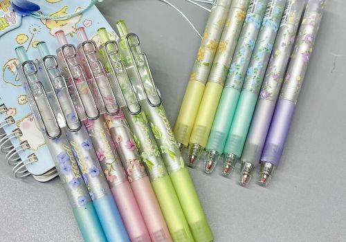 Bút Gel XQ009 Bấm Cài Kim Loại Mực Đen Nét 0.5Mm Hoạt Hình / Hình Hoa Cute Dễ Thương